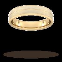 5mm Flat Court Heavy centre groove with chamfered edge Wedding Ring in 9 Carat Yellow Gold