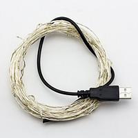 5M USB-5V 50Led Waterproof Decoration LED Copper Wire Lights String for Christmas Festival Wedding Party Patio Decorative Lights