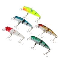 5pcs Artificial Lures Three Jointed VIB Fishing Lures Hard Fishing Baits Lifelike with 2 Treble Hooks Fishing Tackle