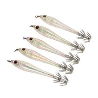 5pcs 10.5cm/5.5g Noctilucent Fishing Lures Catch Sea Fishing Squid Lures Hard Bait Shrimp Prawn Fishing Tackle with Squid Hook Jigs