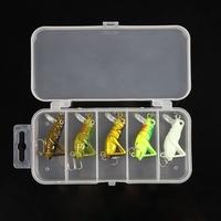 5Pcs 3g 4cm Artificial Fishing Lures Luminous Locust Grasshopper Insect Shape Hard Baits Set Tackle Box