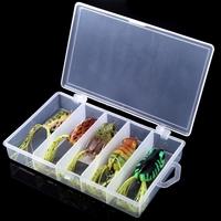 5pcs Frog Lure Fishing Soft Hook Bait with Box