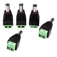 5PCS DC Power Male Jack to 2 Conductor Screw Down Connector for LED Light Controller