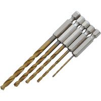 5pc 14 tin coated drill bit set