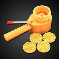 5Pcs/lot Hand pressing 75g Round Flip Moon Cake Mold Belt 4 Stamps Semi-automatic Adjustable Thickness Cookie Cutter