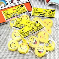 5PCS Smiling Face Rubber Creative Expression Rubber Cute Cartoon Rubber(Style random)