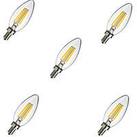 5pcs E14 4W 400LM Warm/Cool White 360 Degree Edison Filament Light LED Candle Bulb(220V)