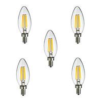 5pcs HRY E14 4W 400LM Warm/Cool White 360 Degree Edison Filament Light LED Candle Bulb(220V)