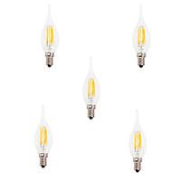 5pcs 6W E14 LED Filament Bulbs CA35 6 COB 550LM Warm / Cool White Edison Retro Glass(AC220-240V)