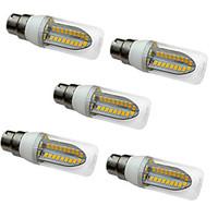 5PCS 5W B22 LED Corn Lights 80 SMD 5730 1000 lm Warm White /White AC 220-240V No strobe