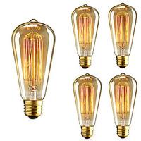5pcs ST64 E27 40W Incandescent Vintage Edison Light Bulb For Restaurant Club Coffee Bars Light AC110-130V