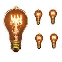 5pcs A19 E27 40W Incandescent Vintage Light Bulb for Household Bar Coffee Shop Hotel AC110-130V