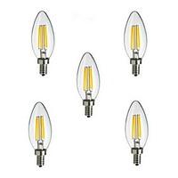 5pcs E14 4W 400LM Warm/Cool White 360 Degree Edison Filament Light LED Candle Bulb(AC220-240V)