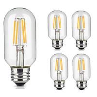 5pcs T45 4W E27 Vintage LED Filament Light Bulb Warm/Cool White Color Tubular Style Retro Edison Lamp AC220-240V