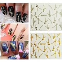 5pcs zipper nail art stick gold silver to choose