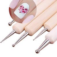 5Pcs 2 Way Wooden Dotting Pen Marbleizing Tool Nail Art Dot Dotting Tools