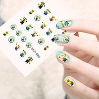 5pcs/set Fashion Lovely Cartoon Nail Art Sticker Cute Cartoon Small Yellow Dolls Design Happy Cartoon Nail Water Transfer Decals STZ-020