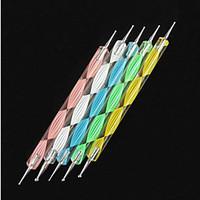 5PCS 2-Way Nail Art Dotting Colorful Waves Handle Dot Tools Kits