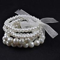 5Pcs Ribbon Tied Pearl Bracelet