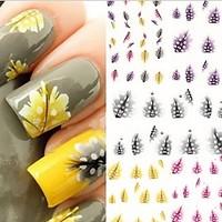 5PCS Water Transfer Printing Feather Nail Stickers