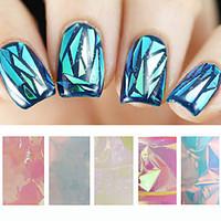 5pcs Holographic Shiny Laser Nail Art Foils Paper Candy Colors Glitter Glass Nail Sticker Decorations