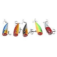 5Pcs Laser-pro Top Water Floating Popper 7 cm/9 g Lure Fishing Assorted 5 Colors For Bass Snakehead Catfish Fishing