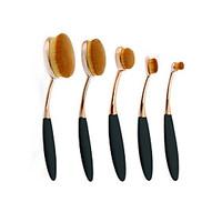 5Pc/Set Pro Gold Black Oval Women Face Powder Foundation Eye Shadow Blusher Toothbrush Shape Curve Brushes Makeup Tools