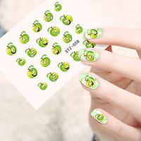 5pcs/set Clear Style Hot Fashion Nail Art Water Transfer Decals Lovely Green Apple Expression Cute Fruit Expression Nail Beauty DIY Design STZ-008