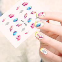 5pcs/set Hot Sale Fashion Nail Art Sticker Colorful Feather Design Nail Water Transfer Decals Beautiful Feather Decoration Nail Beauty Decals STZ-002