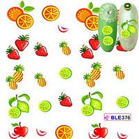 5pcs/set Hot Sale Fashion Summer Fruit Nail Art Water Transfer Decals Lovely Apple Pineapple Orange Lemon Strawberry Design Nail DIY Sticker BLE376