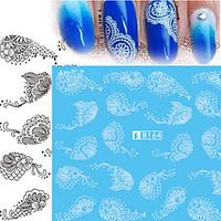 5pcsstyle fashion nail art water transfer decals sweet blackwhite lace ...