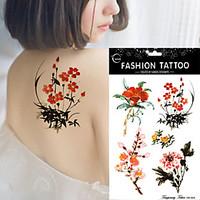 5Pcs Watercolor Peony Flower Wintersweet Lady Body Art Painting Waterproof Tattoo Sticker Hot