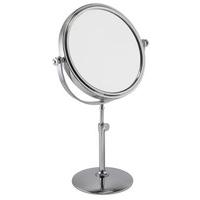 5x magnification chrome adjustable pedestal mirror with round base