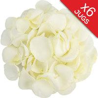 6 jugs of white rose petals