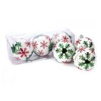 6 Pack White Tree & Snowflake Deluxe Baubles Christmas Xmas Tree Decoration