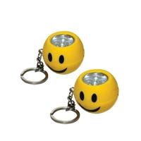 6 led yellow smiley face torch keyring