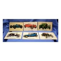 6 collectors reproductions postcards vintage cars