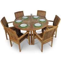 6 seat teak set large round table