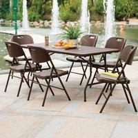 6 Seater Rattan Effect Resin Table and Chair Set