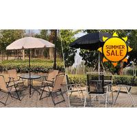 6 piece bistro dining set parasol 2 colours