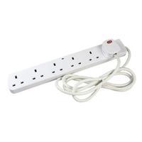 6 way surge protection 13 amp 2m extension lead white cedts6213as