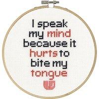 6 round 14 count dimensions say it speak my mind counted cross stitch