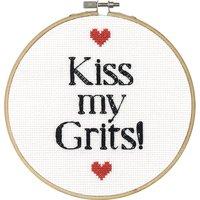 6 round 14 count dimensions say it kiss my grits counted cross stitch