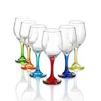 6-Piece Coloured Stem Wine Glasses