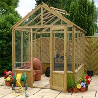 6 x 8 waltons evesham pressure treated wooden greenhouse