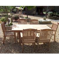 6 Seater Teak Rectangular Set with Stacking Armchairs