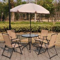 6 piece Garden Furniture Bistro Set 4 Chairs and Table plus Parasol