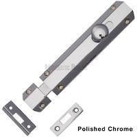 6 Inch Flat Door Bolt Polished Chrome