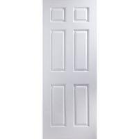 6 Panel White Woodgrain Unglazed Door Kit (H)2040mm (W)826mm