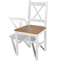 6 pcs White and Natural Colour Wood Dinning Chair